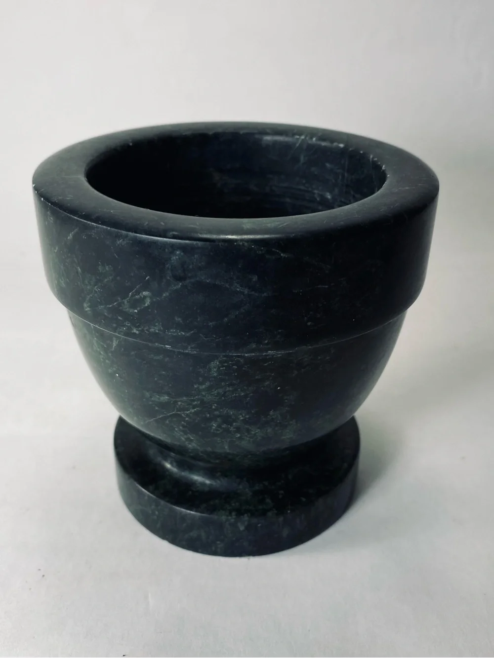Vintage Traditional Green Marble Pedestal Mortar Spice Grinder Bowl (No Pestle)